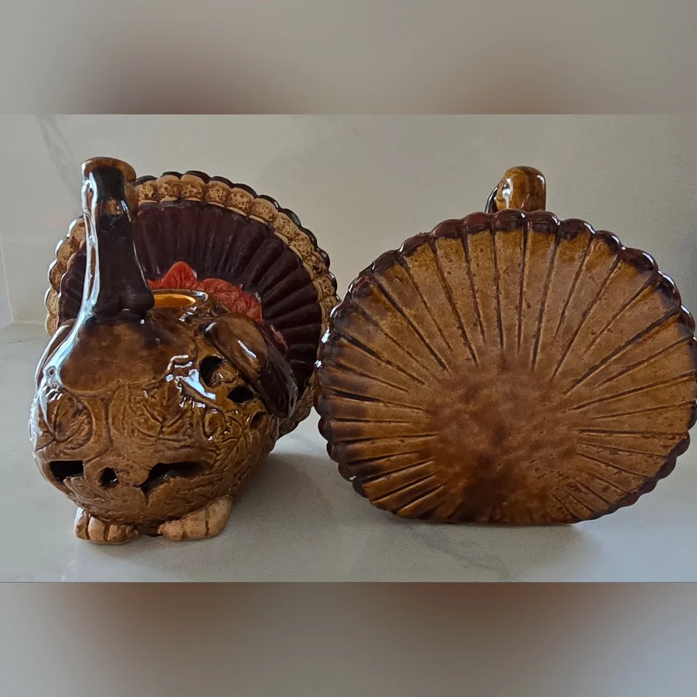 Rare Vintage Ceramic Turkey Candlestick Holders 5 In Set Of Two‎